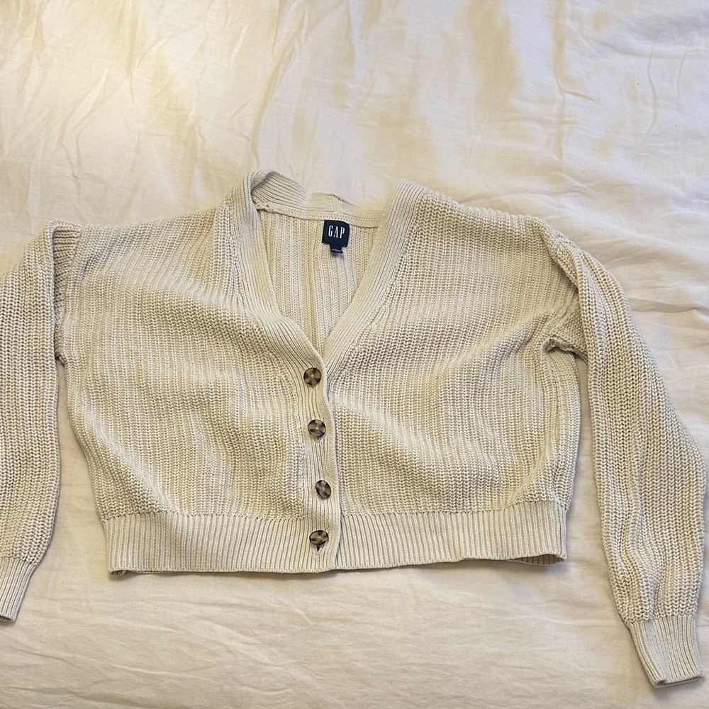 GAP Button-Up Cardigan in Oat